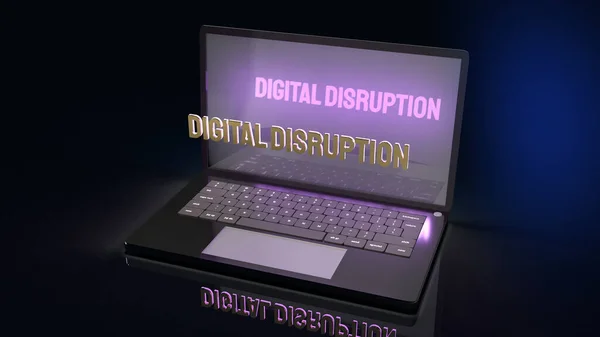 Digital Disruption Laptop Technology Content Rendering — Stock Photo, Image