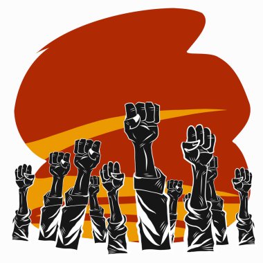 Halk protesto veya devrim içeriği için vektör imajını protesto ediyor.