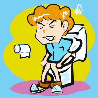 Bir adam kabızlık yüzünden banyoda oturur..