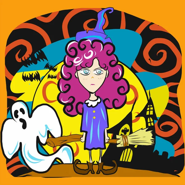 Brujo Vector Fantasma Para Contenido Halloween — Vector de stock