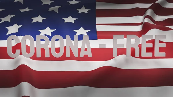 The word corona free on Usa  flag  for corona virus content 3d rendering.