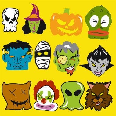 Bayram içeriği için Cadılar Bayramı canavar toplama vektörü.