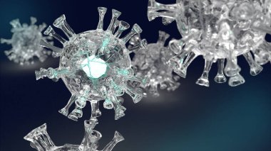 Coronavirus içeriği için siyah zemin içerisindeki temiz virüs 3D renderin