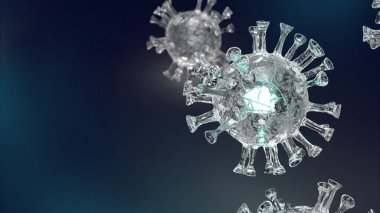Coronavirus içeriği için siyah zemin içerisindeki temiz virüs 3D renderin