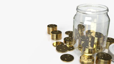 İçerik 3d görüntülemesini kaydetmek için bozuk paralarla dolu Cam kavanozlar