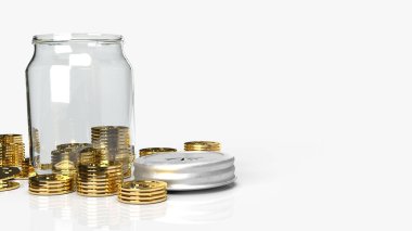 İçerik 3d görüntülemesini kaydetmek için bozuk paralarla dolu Cam kavanozlar