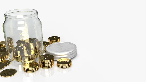 Glazen Potten Met Munten Voor Het Opslaan Van Inhoud Rendering — Stockfoto