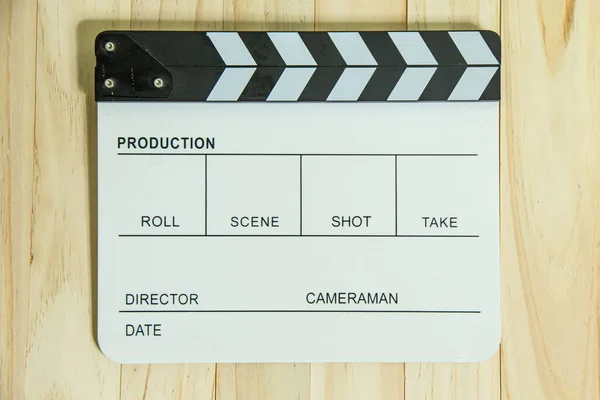 Der Filmschiefer Auf Holz Für Den Filminhalt — Stockfoto