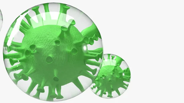 泡沫中的病毒爆发含量3D呈现 — 图库照片