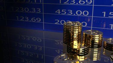 Ticari içerik için altın sikke grafiği 3D oluşturma