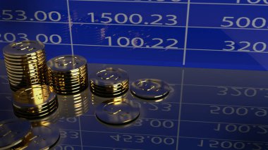 Ticari içerik için altın sikke grafiği 3D oluşturma