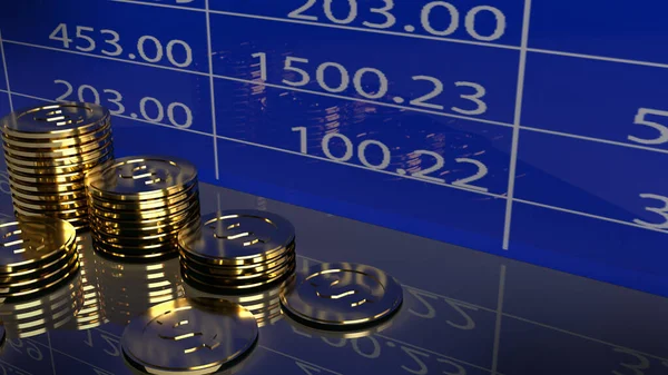 Ticari içerik için altın sikke grafiği 3D oluşturma