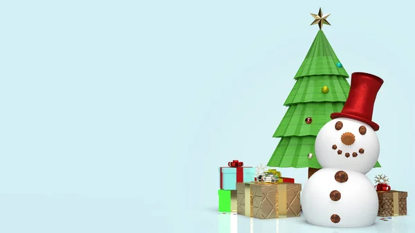 Hóember Karácsonyfa Ünnepi Tartalom Renderelés — Stock Fotó
