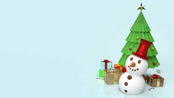 Muñeco Nieve Árbol Navidad Para Contenido Vacaciones Renderizado —  Fotos de Stock