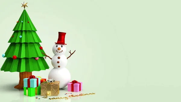 Muñeco Nieve Árbol Navidad Para Contenido Vacaciones Renderizado —  Fotos de Stock