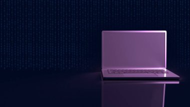 Teknoloji içeriği 3d renderin için dizüstü ve dijital numara