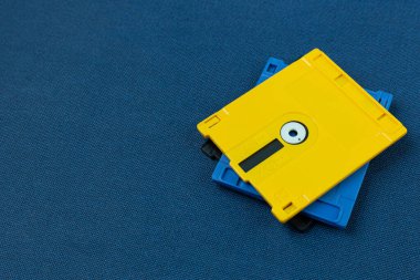 Disk sistemi vintage teknoloji görüntü üst görünümü disketi.