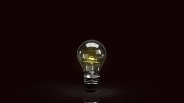 アイデアやビジネスコンテンツの3Dレンダリングのための暗闇の中で電球 — ストック写真