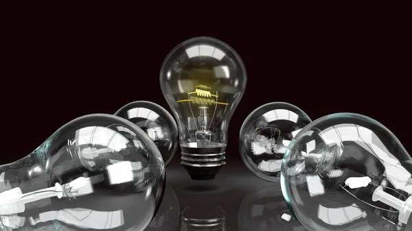 The light bulb in the dark for idea or business content 3d rendering.