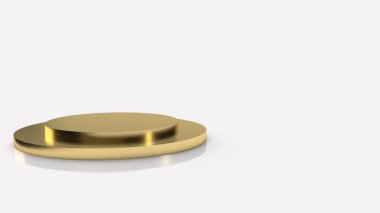 Beyaz arkaplandaki altın podyum 3D görüntüleme