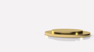 Beyaz arkaplandaki altın podyum 3D görüntüleme