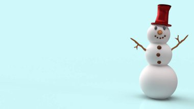 Noel içeriği için mavi arkaplandaki kardan adam 3D görüntüleme.