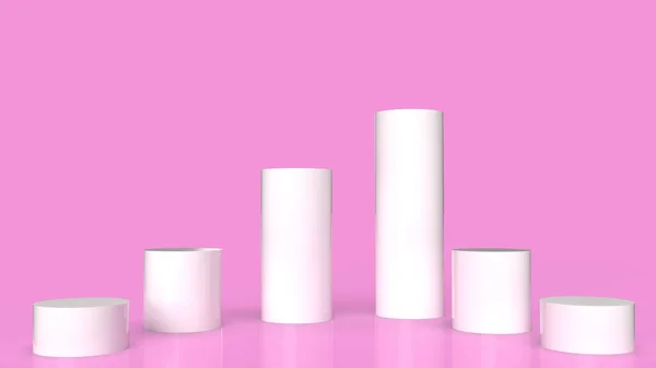 Die Weiße Podium Plattform Auf Rosa Hintergrund Rendering — Stockfoto