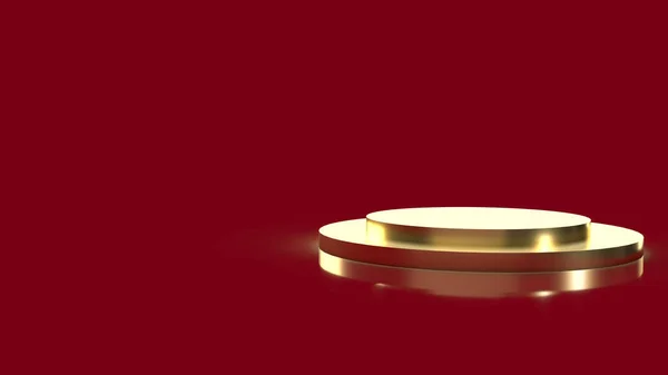 Gold Podium Platform Red Background Rendering — Stock Photo, Image