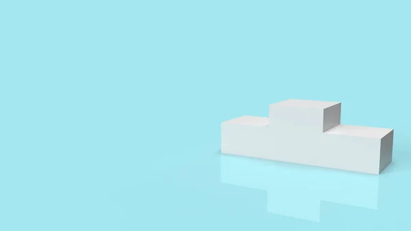 Die Weiße Podium Plattform Auf Blauem Hintergrund Rendering — Stockfoto