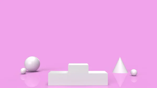 Plataforma Podio Blanco Sobre Fondo Rosa Renderizado — Foto de Stock