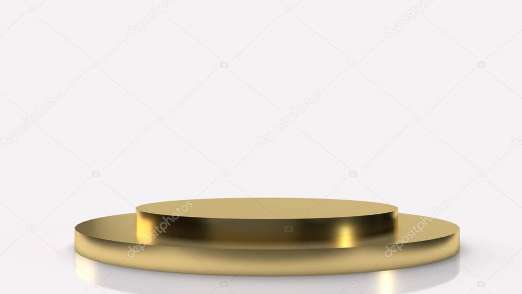 The gold Podium platform on white background 3d rendering