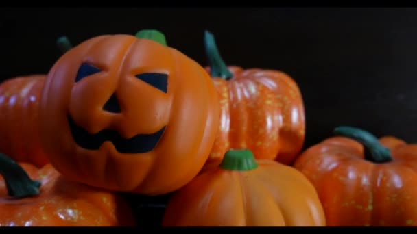 Poupée Jack Citrouille Sur Table Bois Pour Contenu Halloween — Video