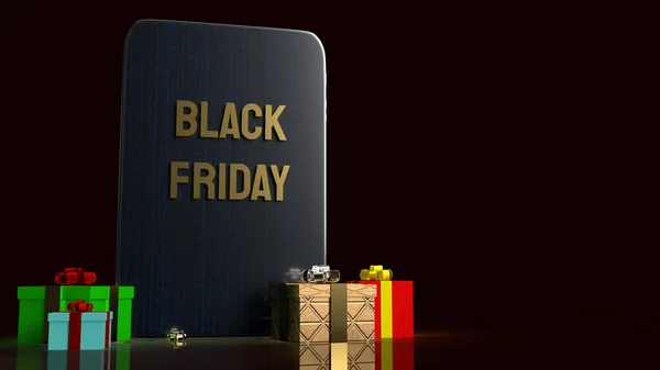 假日购物平板电脑黑色星期五文本3D渲染 — 图库照片