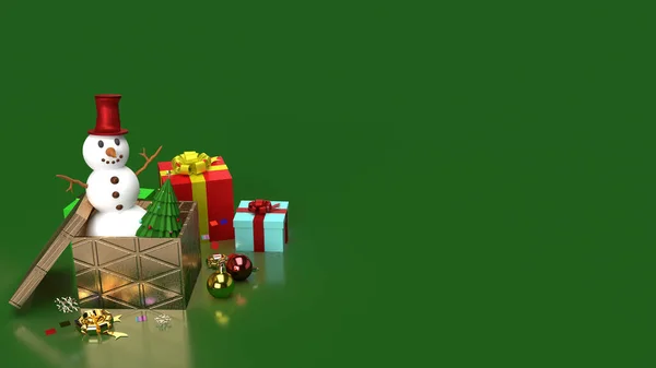 雪男とクリスマスコンテンツのためのギフトボックス3Dレンダリング — ストック写真
