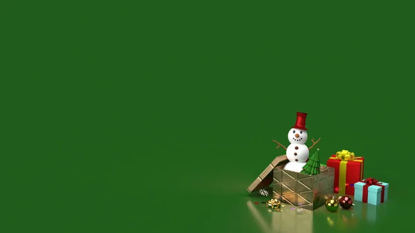 Muñeco Nieve Cajas Regalo Para Contenido Navidad Renderizado —  Fotos de Stock