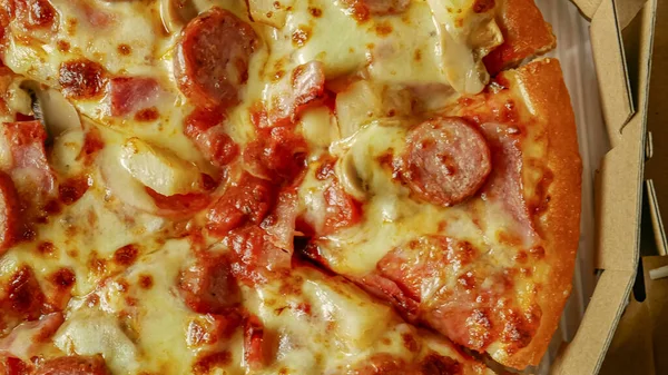 Pizza Papírové Krabici Zavřít Obrázek Pro Obsah Potravin — Stock fotografie