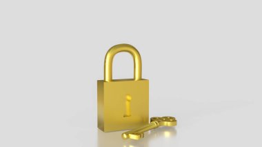 Güvenlik Konsepti 3d Hazırlama için Altın Anahtar.