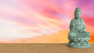 Guan Yin Din Konsepti 3D Hazırlama Heykeli.