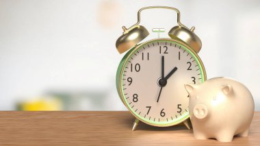 Kurtarma ve Kazanç konsepti için Saat ve Domuzcuk Bankası 3D Hazırlama.