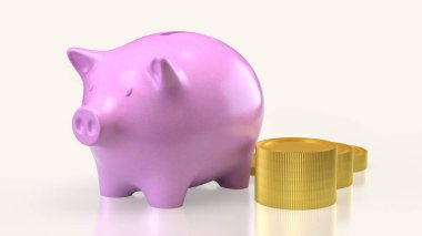 Piggy Bank ve Altın Paralar Tasarruf ya da Kazanç konsepti 3D Hazırlama.