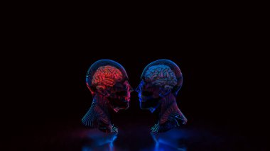 Bilim ya da Teknoloji konsepti için Bükül ve Beyin 3D Hazırlama.