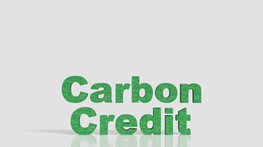 Green text on white Background for Carbon Credit concept 3d Rendering.