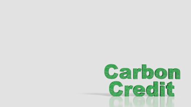 Green text on white Background for Carbon Credit concept 3d Rendering.