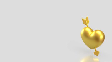 Altın Kalp beyaz arka planda aşk için veya sevgililer günü konsepti 3D oluşturma.