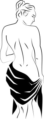  Şala sarılmış güzel bir kadın. Vektör illüstrasyonu