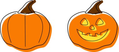 Çizgi film tarzında balkabakları. Şeffaf arkaplan ile vektör illüstrasyonu.