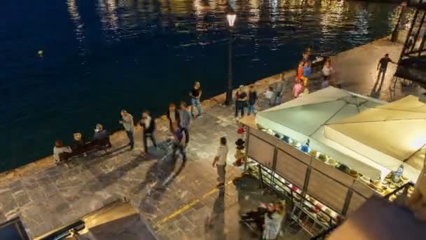 Timelapse van de nacht van Chania, Kreta, Griekenland — Stockvideo