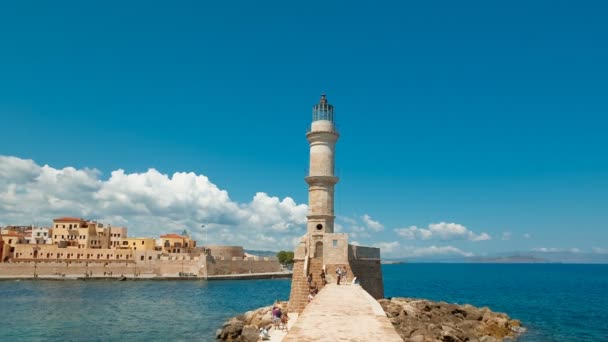 Chania Leuchtturm, Beton, Griechenland — Stockvideo