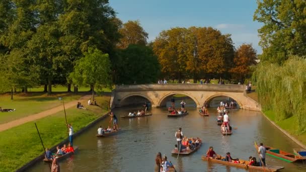 Cambridge Aproximativ 2018 Punters Bucură Vară Râul Cam Din Cambridge — Videoclip de stoc