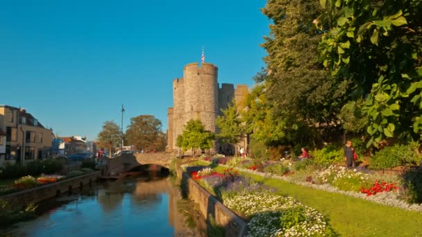 Canterbury i rzeki Stour, Anglia, Wielka Brytania — Wideo stockowe